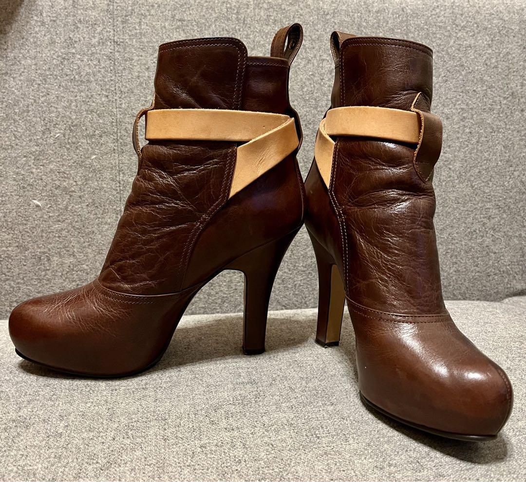 最終お値下げでーす！日本製　ヴィヴィアンウエストウッド　ショートブーツ　ブラウン Vivienne Westwood Brown Short Boots 7.0US - Final Odesu