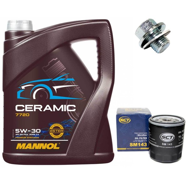 MotoröL Set 5W-30 5 Liter + ÖLfilter + ÖLablassschraube FüR Toyota Auris Corolla-image