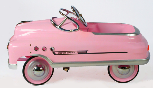 Children's Comet Metal Pedal Car, Pink Super Sport, All Metal Ride-On, Collector - Picture 7 of 8
