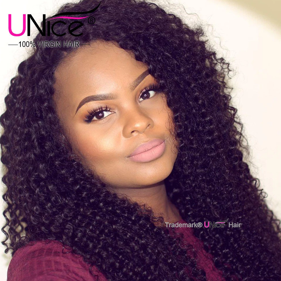 UNICE HAIR MONGOL RIZADO VIRGEN CABELLO HUMANO TEJIDO 3 PAQUETES EXTENSIONES DE CABELLO EE. UU. Foto 3 de 4