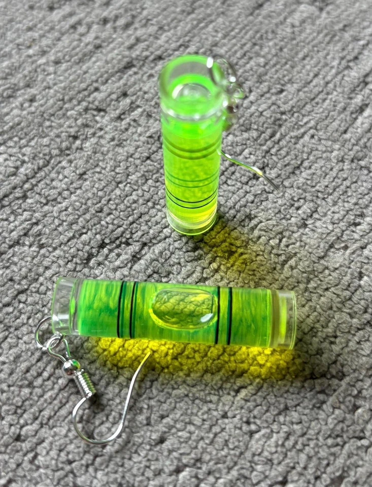 Pendientes nivel espíritu de trabajo ganchos para oreja escala medida de agua | herramienta hágalo usted mismo recto Foto 3 de 4