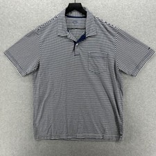 Izod Saltwater Polo Shirt Mens Size Large Blue Striped Short Sleeve Polo Cotton