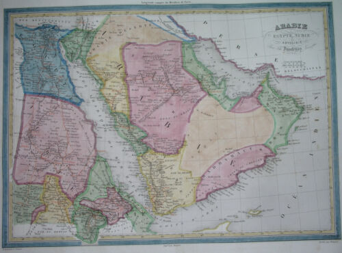 1840 rare ORIGINAL MAP OMAN ARABIA QATAR KUWAIT BAHRAIN EMIRATES JORDAN