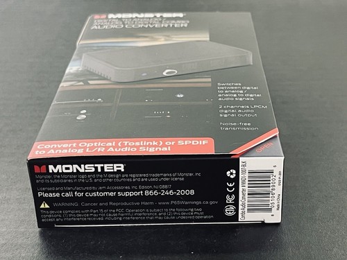 Monster Digital/Analog Audio Converter Optical SPDIF or Toslink Coverts Both Way - Picture 6 of 9