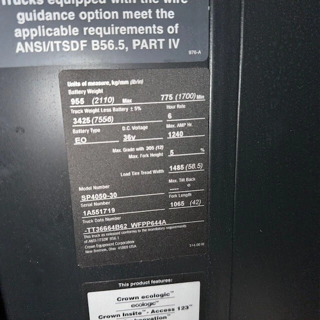 2019 Crown SP4050-30 3000lbs Order Picker Triple Mast Wire Guidance 86 Hours - Image 4 of 4
