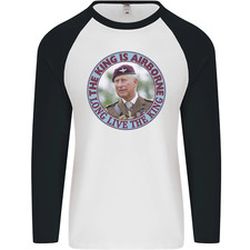 The King Is Airborne Charles Coronation Mens L/S Baseball T-Shirt