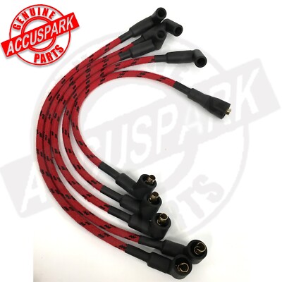MGB HT Leads,  Braided Cloth Black / Red