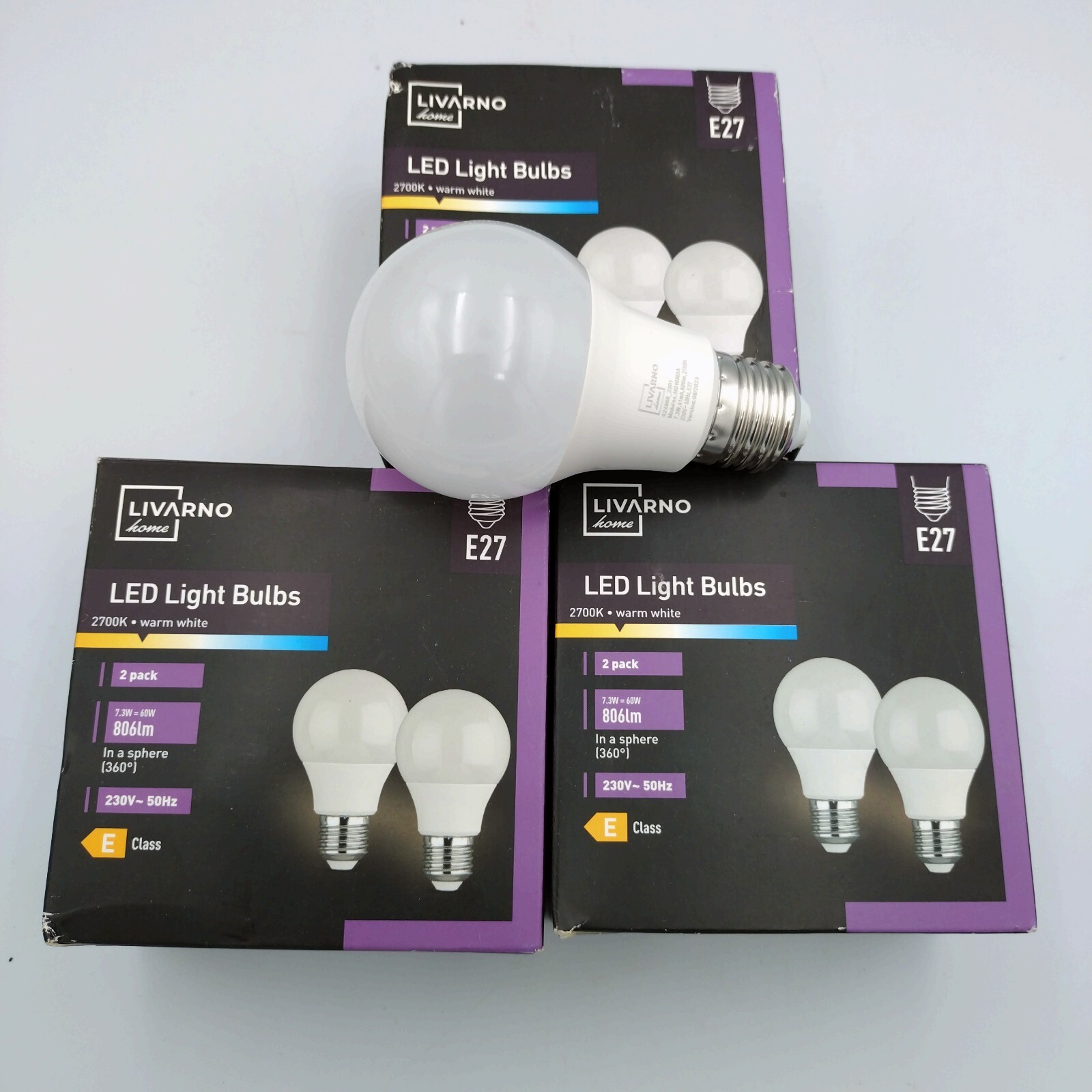 6 x LED GLS Lamp 7.3W / 60W Frosted Light Bulb E27 ES Edison Screw 806lm Non-Dim