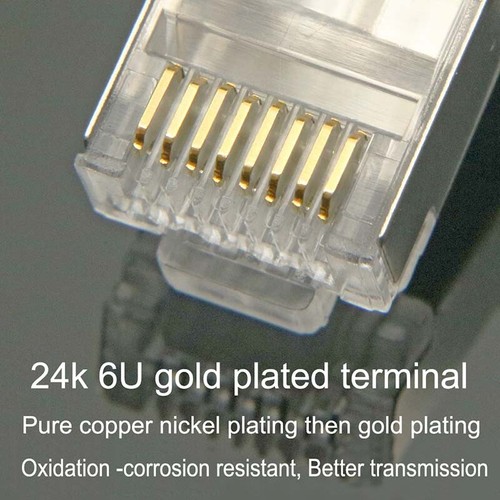 50pcs CAT6 Shielded RJ45 Modular Plug connector Gold Plated 8P8C RJ45 Connectors - 第 4/12 張圖片