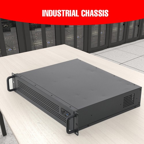 19" Rackmount Server Chassis 2U Black - Only 38cm Deep