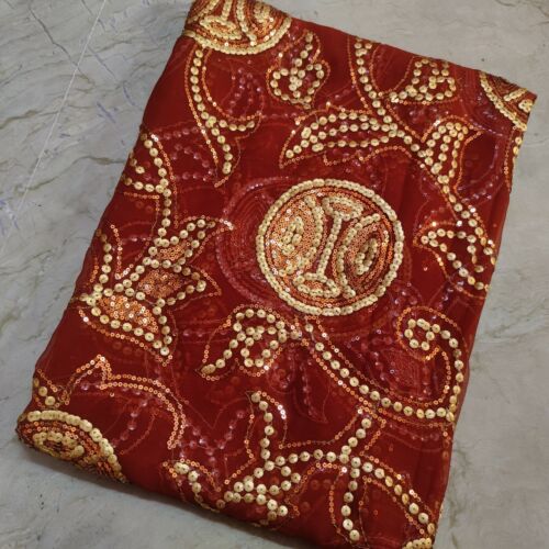Indian Classic Wedding Dupatta Long Stole Georgette Scarves Hand Beaded Veil L&#034;