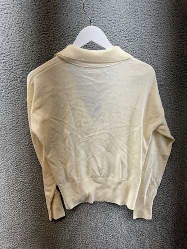Banana Republic Women's Size M Collar Wide Rib Long Sleeve Knit Shirt Ivory NWD - Picture 7 of 7