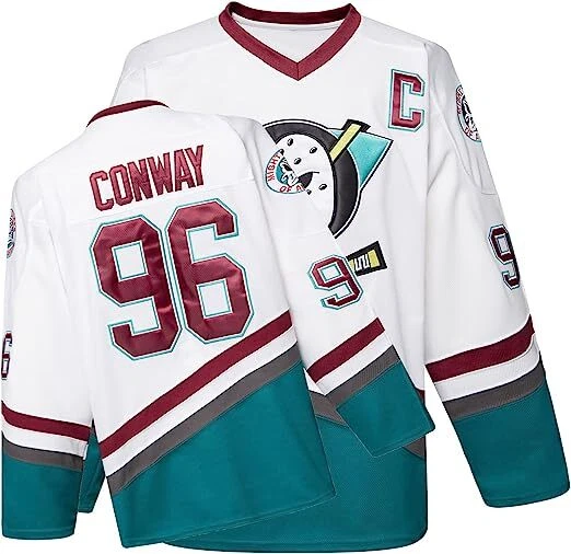 Charlie Conway #96 Mighty Ducks Adam Banks #99 Movie Ice Hockey Jersey