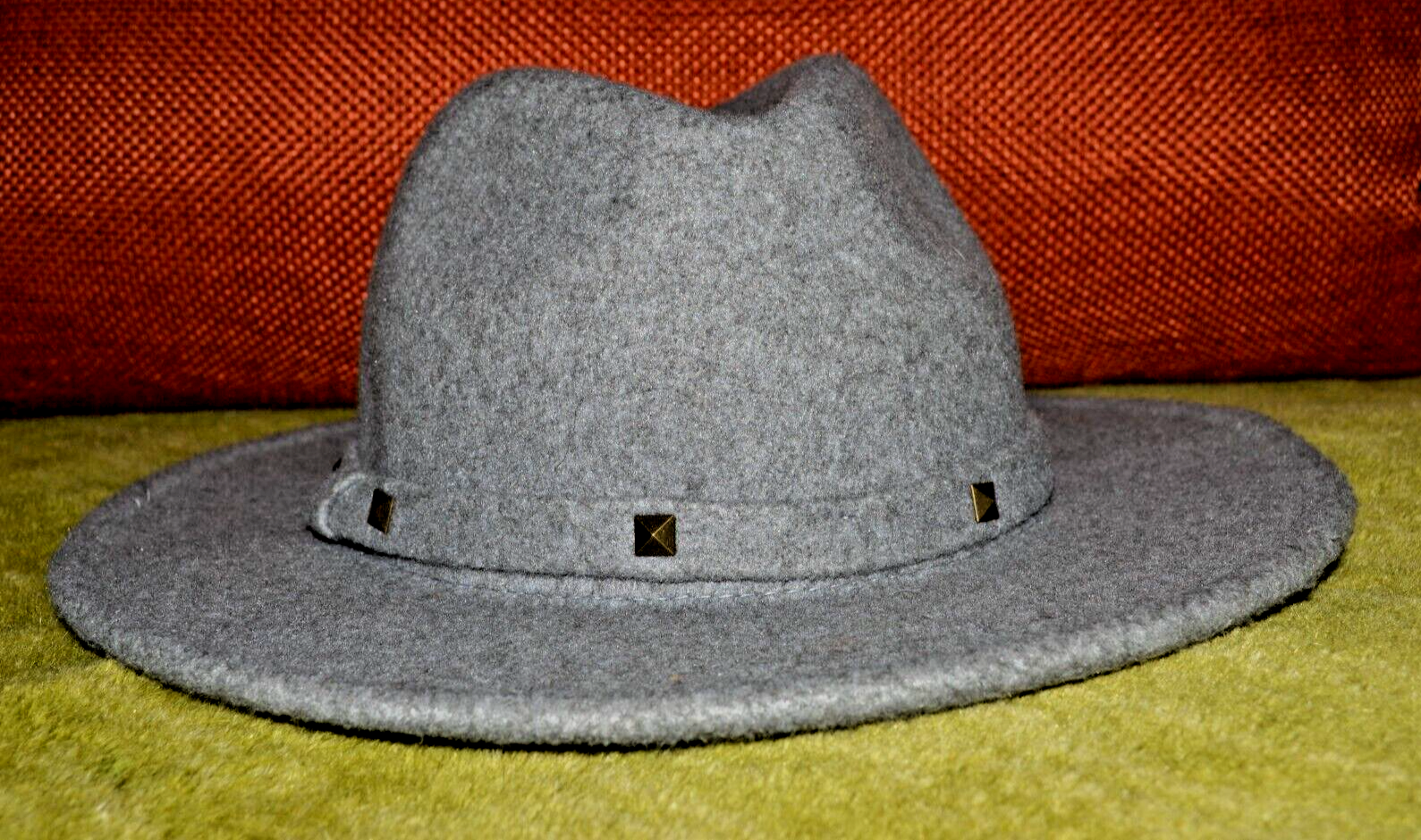 Wool Felt Fedora Hat in Gray Panama Style with Fast Shipping-image