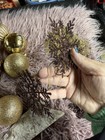 4 Ft Cream Tree & Bronze christmas ornaments, Snowflakes, Velvet Bows  46 Pcs — photo 9