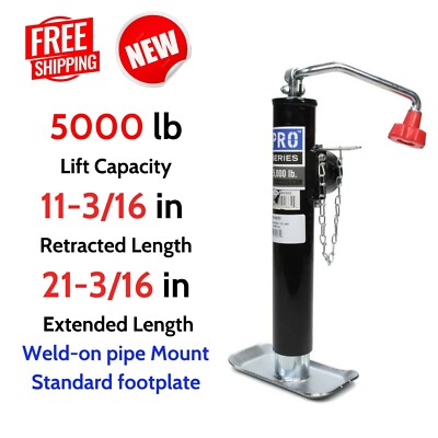 5000 lb Topwind Crank Tongue Jack Weld-On w/Footplate for Stabilize Lift Trailer