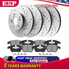 Front Rear Drilled Slotted Rotors Brake Pads For 2002-2005 Explorer Mountaineer