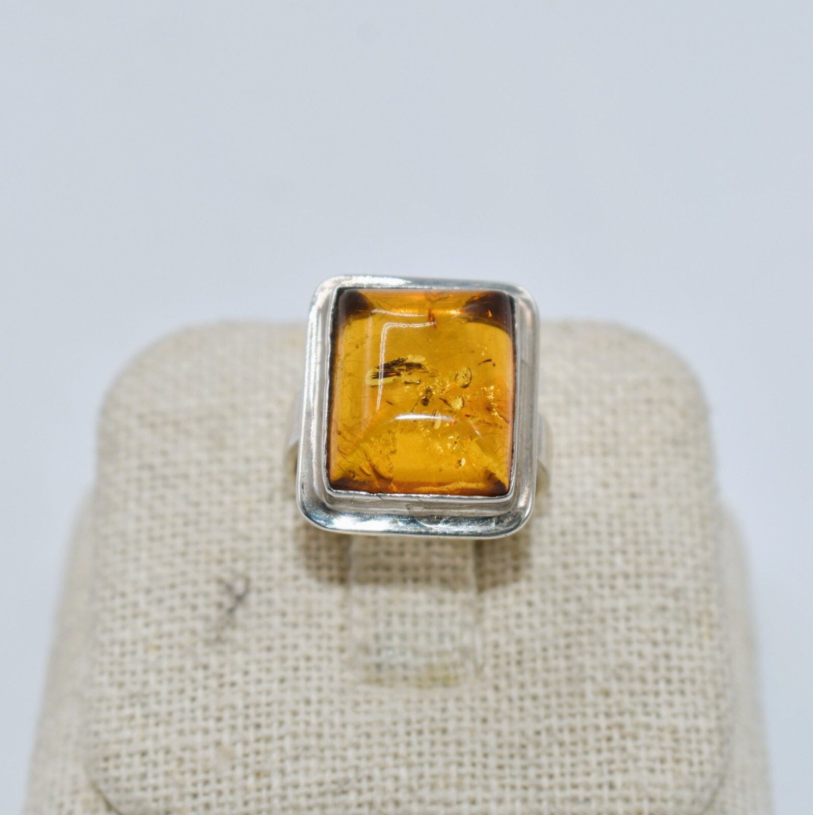 Cognac Amber Sterling Silver Rectangular Ring Siz… - image 17