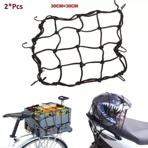 2Pcs Cargo Net Motorcycle Helmet Mesh Luggage Tie Down Adjustable Bungee Cord US