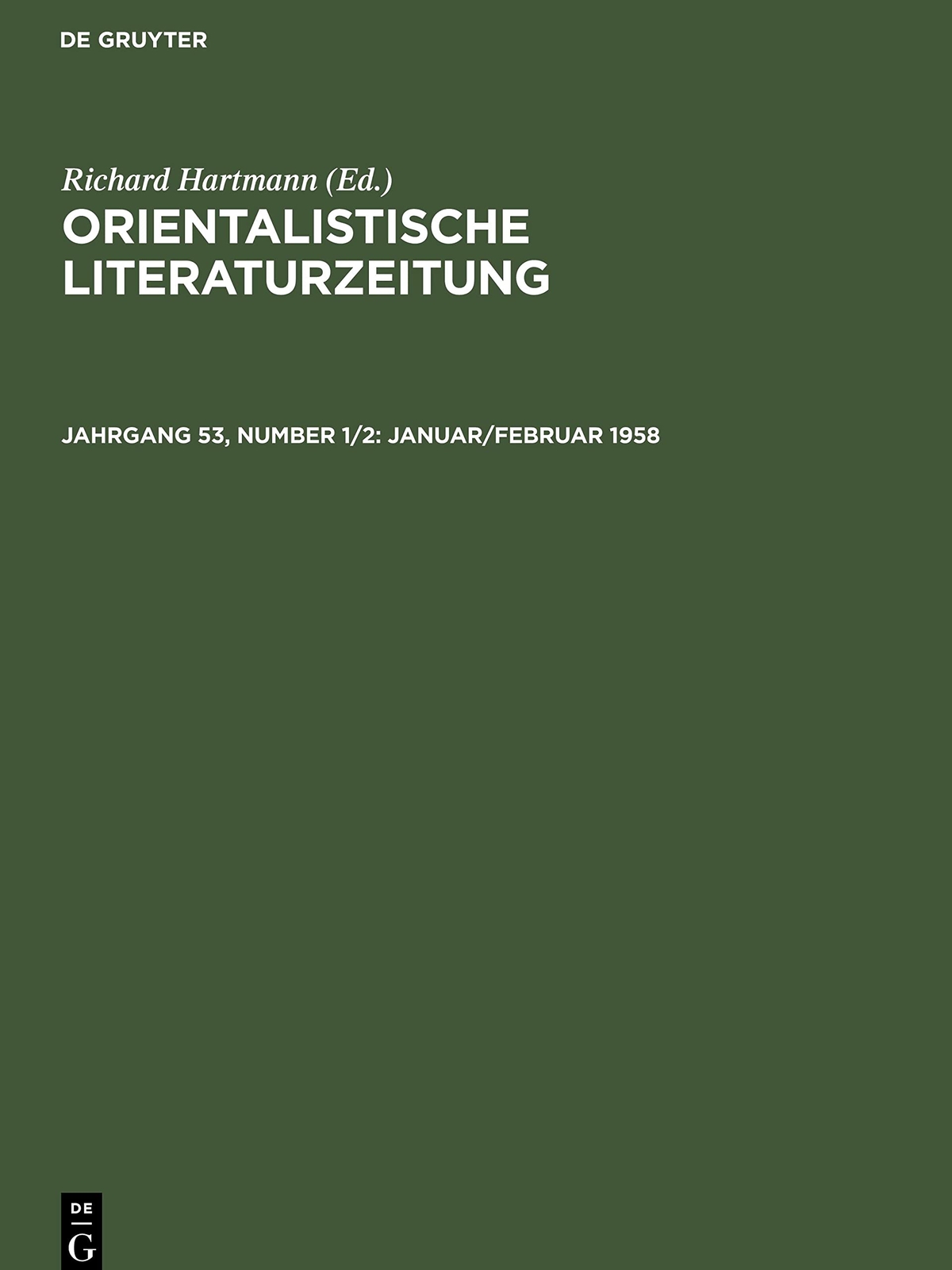 Januar/Februar 1958 (Hardback)