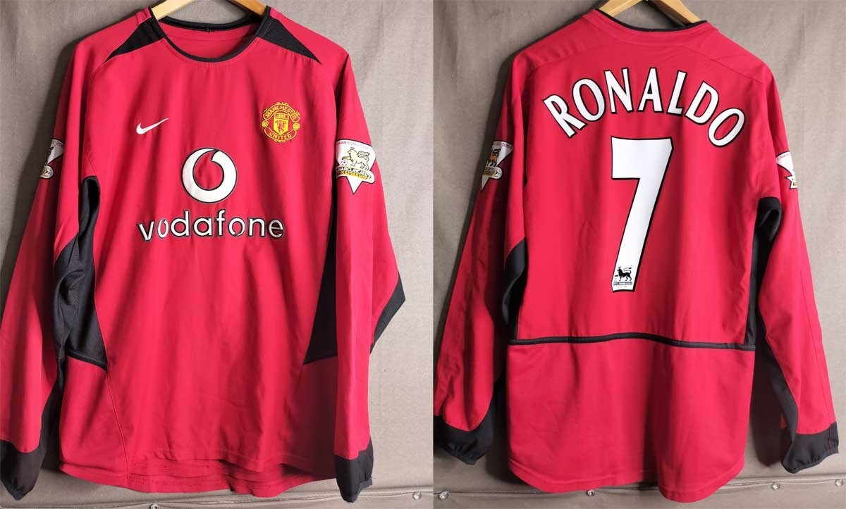ウェア Manchester Utd 2004 CL RONALDO 7 + Patch 2004-06 Manchester United Home Shirt Ronaldo #7 (XL)