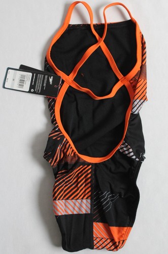 Speedo Size 20 Girls Swimsuit One Piece Endurance+ Cross Back Orange Racing Cut - Picture 2 of 5