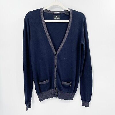 Maison Scotch Wool Star Leather Elbow Patch Cardigan Sz M Maison Scotch Wool Star Leather Elbow Patch Cardigan Sz M