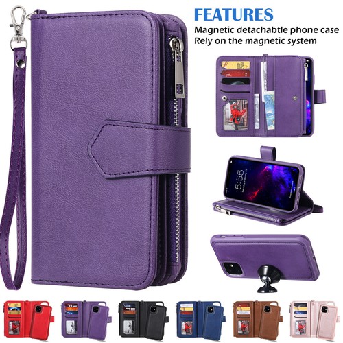 For iPhone 15 Pro Max 14 13 12 11 XS X XR 87 Leather Wallet Phone Case Removable