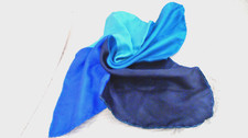 100 Silk Pocket Square Black/Blue/Turq/Lt Blue Grn Roll Hem 16"x17" WT