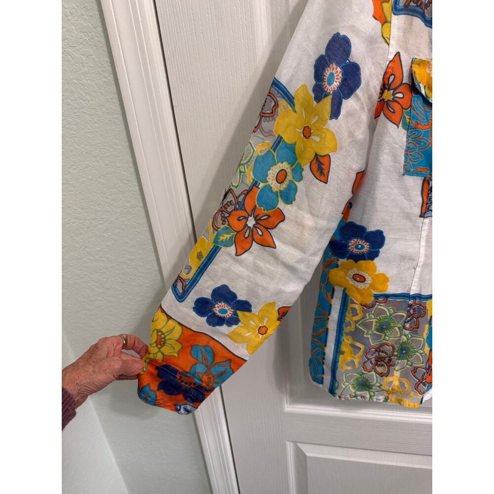 Multiples Patchwork Floral Button Front Top Mediu… - image 4