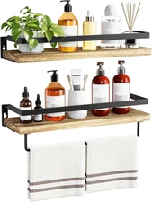 AMADA HOMEFURNISHING Bathroom Shelves with Towel Bar, Floating Shelves, Wall She