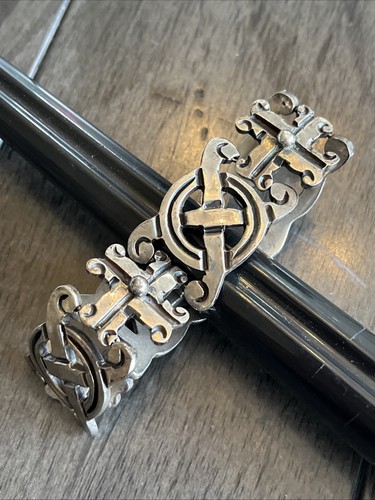 Vintage Signed TAXCO 26.3g Thick 925 Silver Hinge Link Bracelet 6 1/2" EAGLE #3