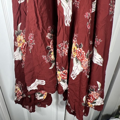 Angie Women Dress L Rust Sundress Floral Trapeze & Swing Skull Flowers Bohemian - Picture 13 of 15