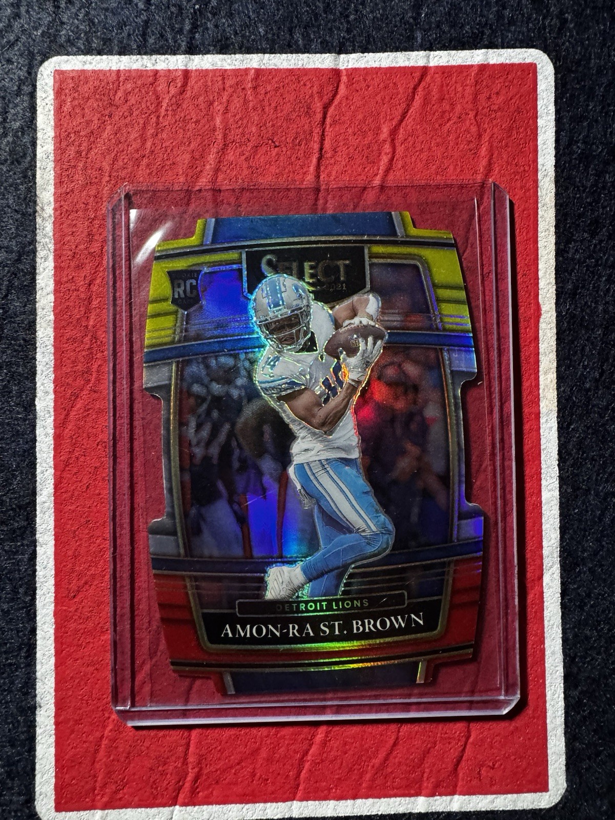 Amon-Ra St. Brown Panini Select #73 Die-Cut Red/Yellow Prizm