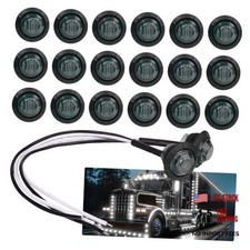 Pack of 20 3/4 Inch Smoked Lens White LED DC 12V Round Side Smoked/White