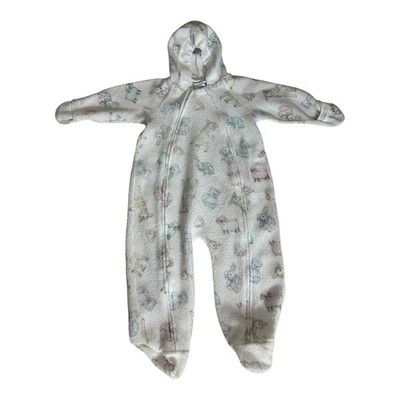 Carter's White Bear Duck Bunny Gira Print Winter Insulated Bodysuit with Hood