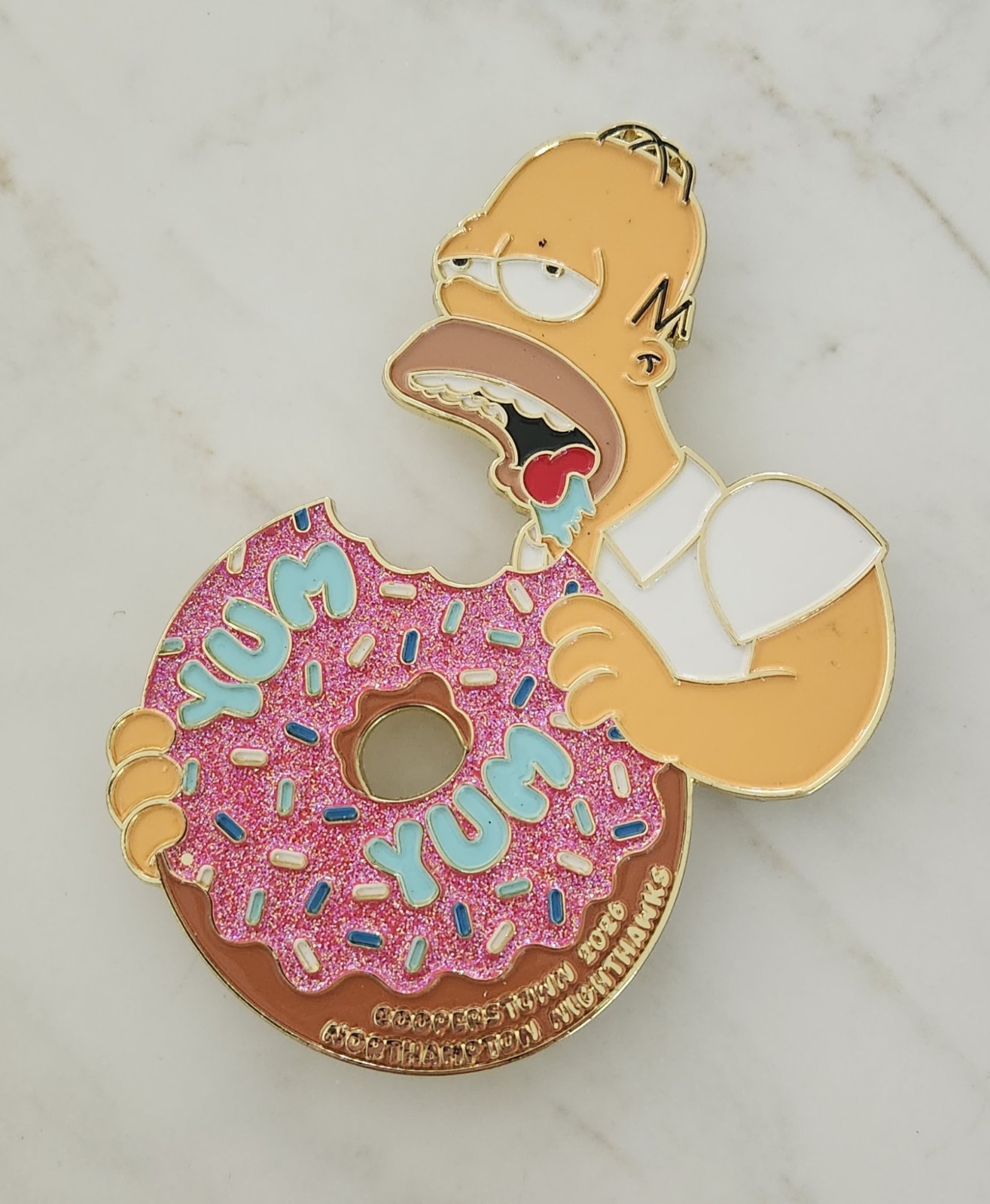 Cooperstown Trading Pin - 2026 5" Northampton Nighthawks "Yum Yum" Homer Simpson
