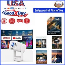 Smart Portable Projector with WiFi Bluetooth 1080P 4K Support Built-in Apps W...