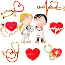 9 Pcs Doctor Nurse Pins - Stethoscope Brooch Pin Gift Set for Medical Students 
