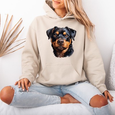 Rottweiler Hund Portrait Tiere Damen Hoodie Grafik Pullover Kapuzenpullover