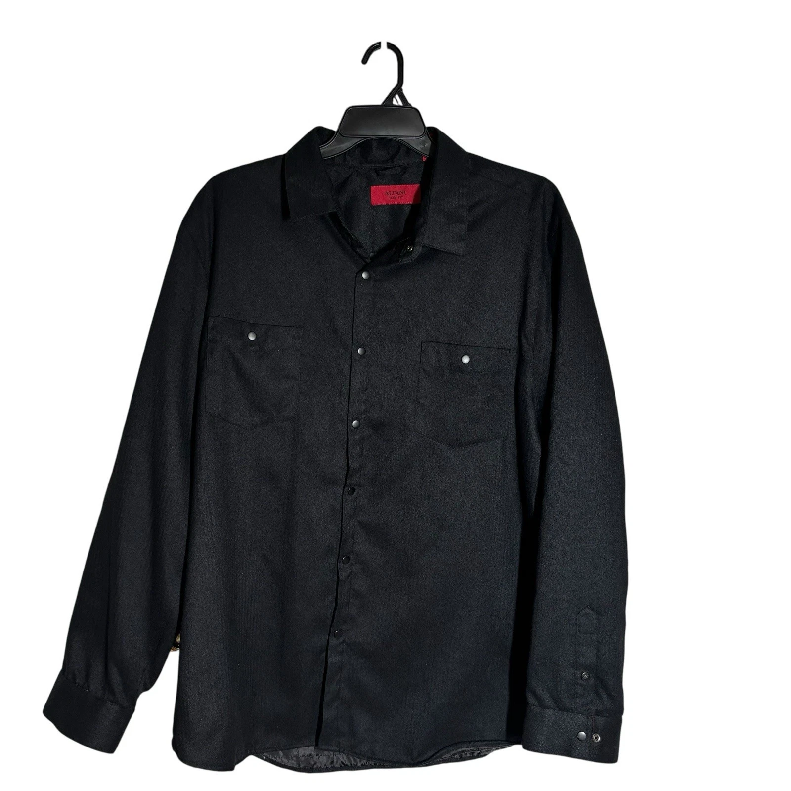 Alfani Slim Fit Black Snap Button Lined Shacket/Shirt XXL Outdoor