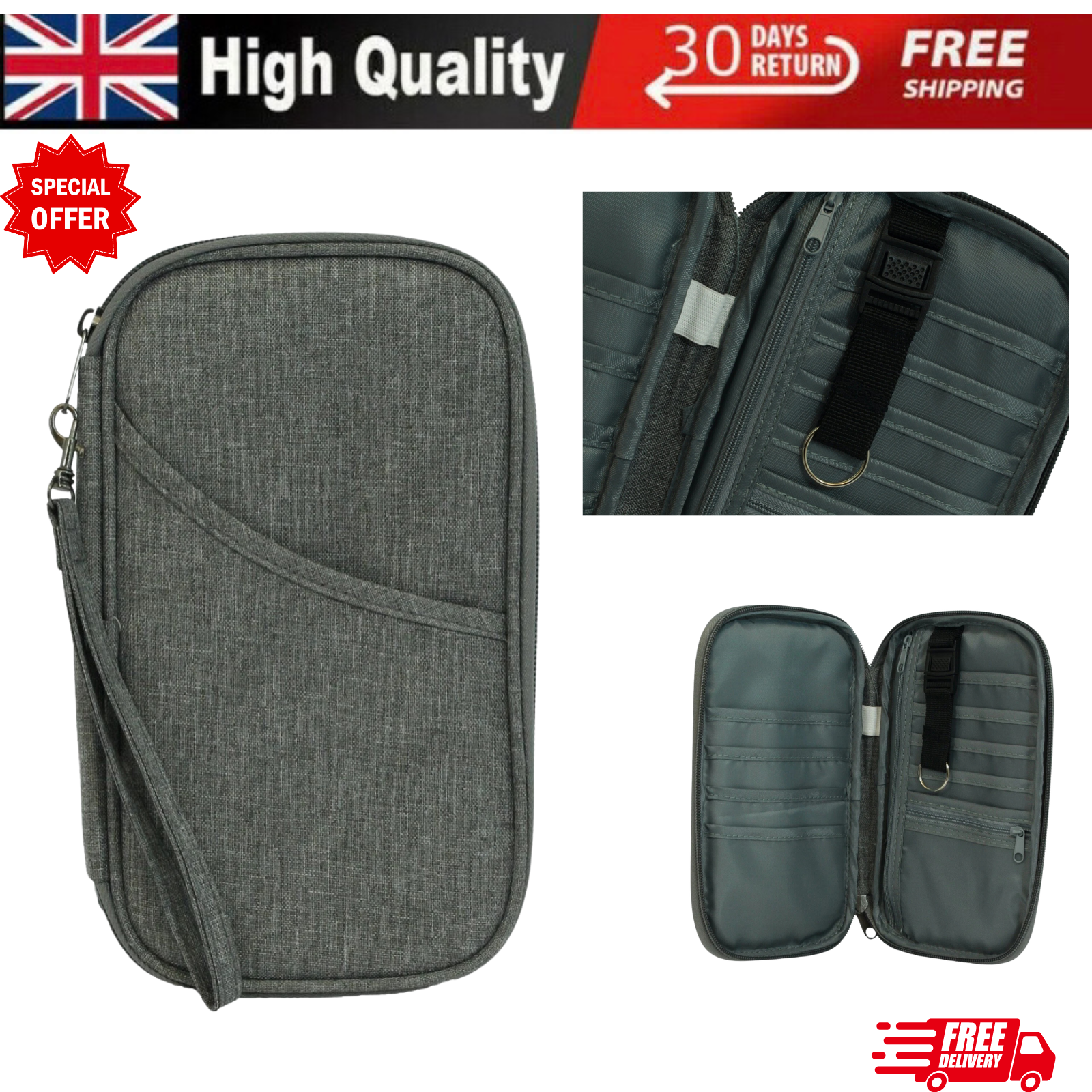 RFID TRAVEL WALLET PASSPORT HOLDER ORGANISER CARD DOCUMENT MONEY POUCH UK