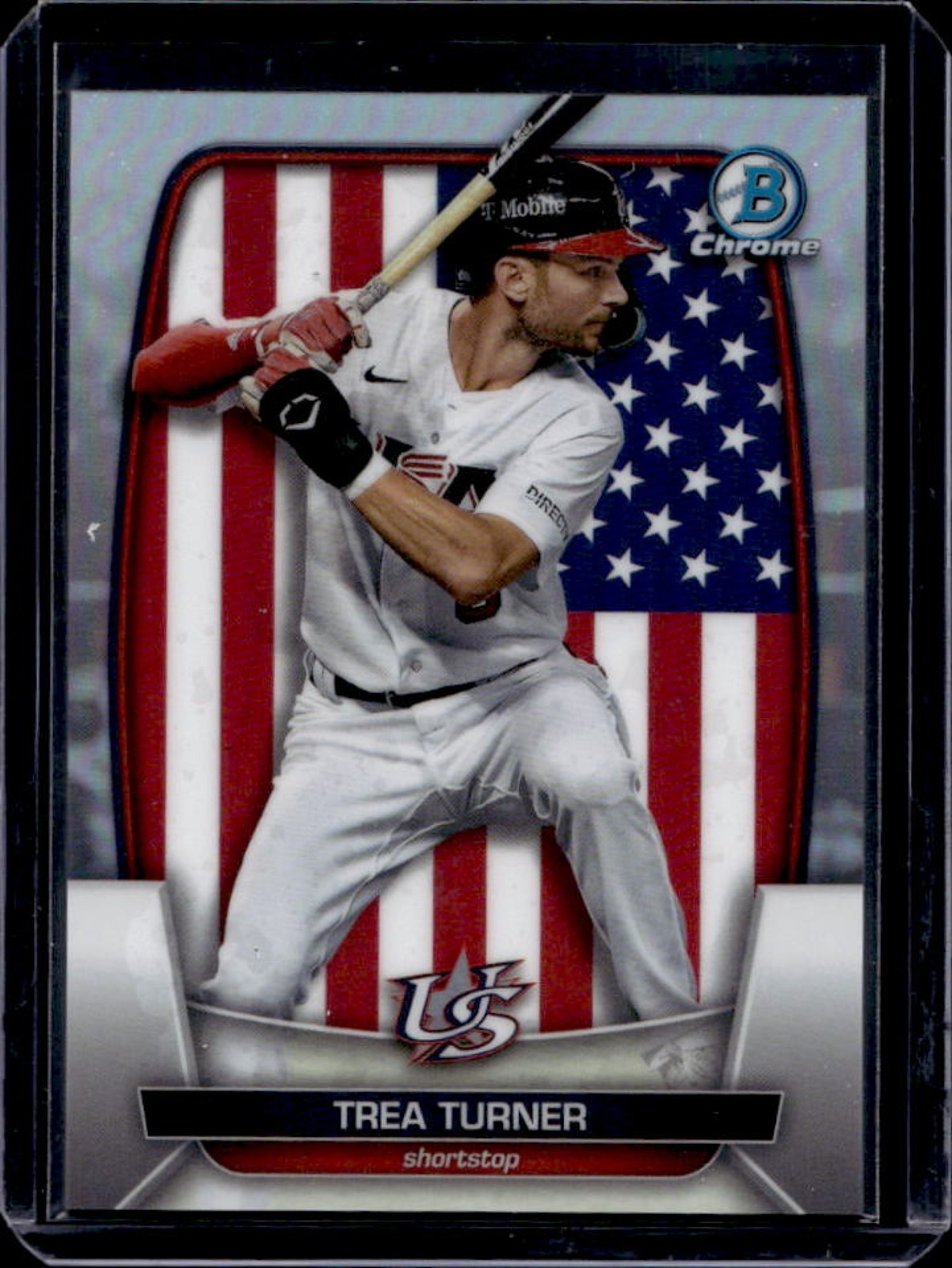 2023 Bowman Chrome Trea Turner WBC Flag Variations Refractor #/499 USA