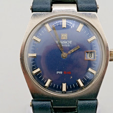 Tissot PR 516 Blue Dial Date 34mm Manual Wind Stainless Steel Vintage 1960s