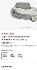 My Brest Friend Super Deluxe Maternity Nursing Pillow New Ships Fast - PLATINUM