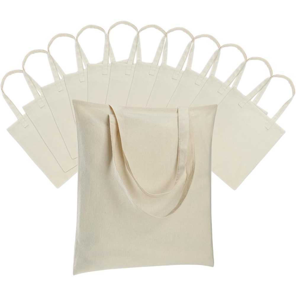 12 Pack Canvas Tote Bag - Lightweight Thin Tote Bags Bulk Blank Shopping