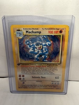 Machamp 8/102 1st Edition Cosmos Holo Exclusive Base Set Pokemon HP  Swirl  