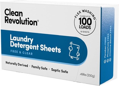 Laundry Detergent Sheets, 200 Sheets, 400 Loads of Laundry, Fragrance Free, S...