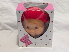 Vintage Sweet Love Kids Vinyl Doll Head With Box Red Yarn Hair