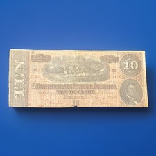 1864 Ten Dollar Bill Confederate States of America Richmond